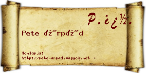Pete Árpád névjegykártya