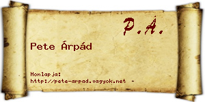 Pete Árpád névjegykártya